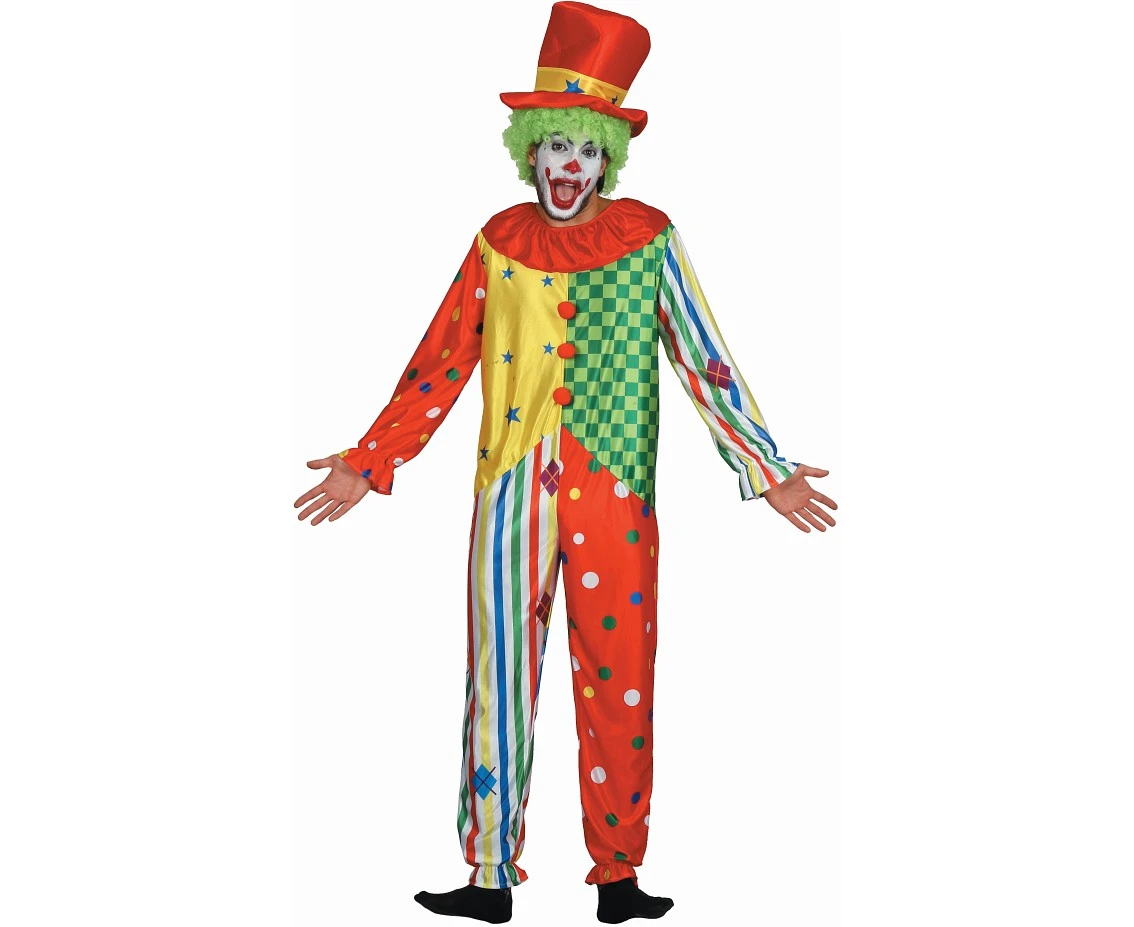Role play-set for adult Colorful Clown (hat, jumpsuit), size 52